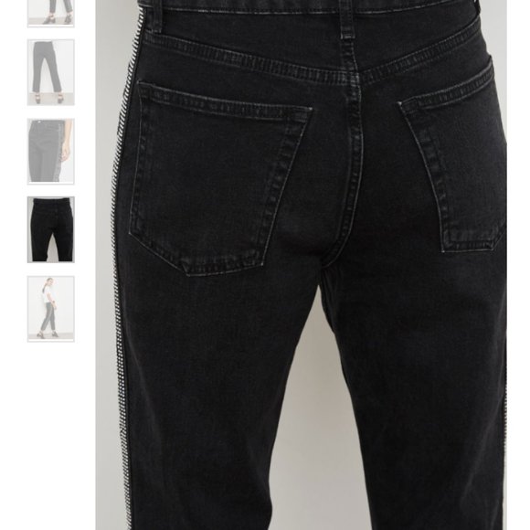 Diamond Embellished High waist Straight Leg Jeans, 99%Cotton Moto Ankle NEW 28 - Picture 6 of 10